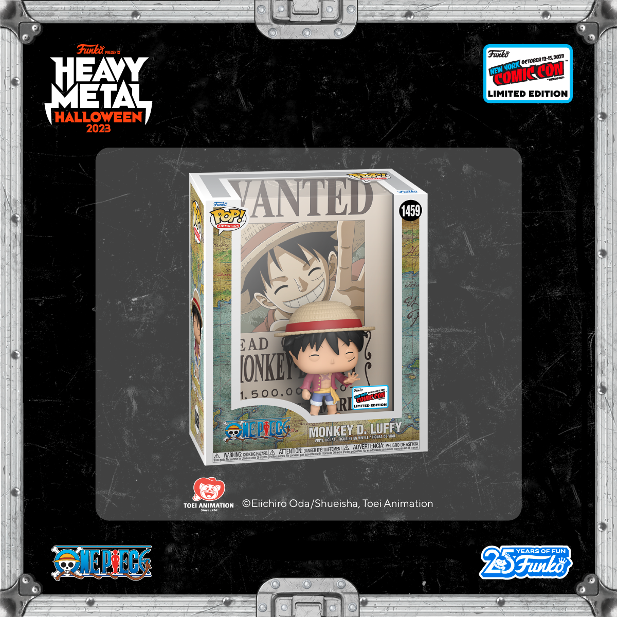 Pop! Monkey D. Luffy stands in front of a bounty poster in this New York Comic Con exclusive collectible.